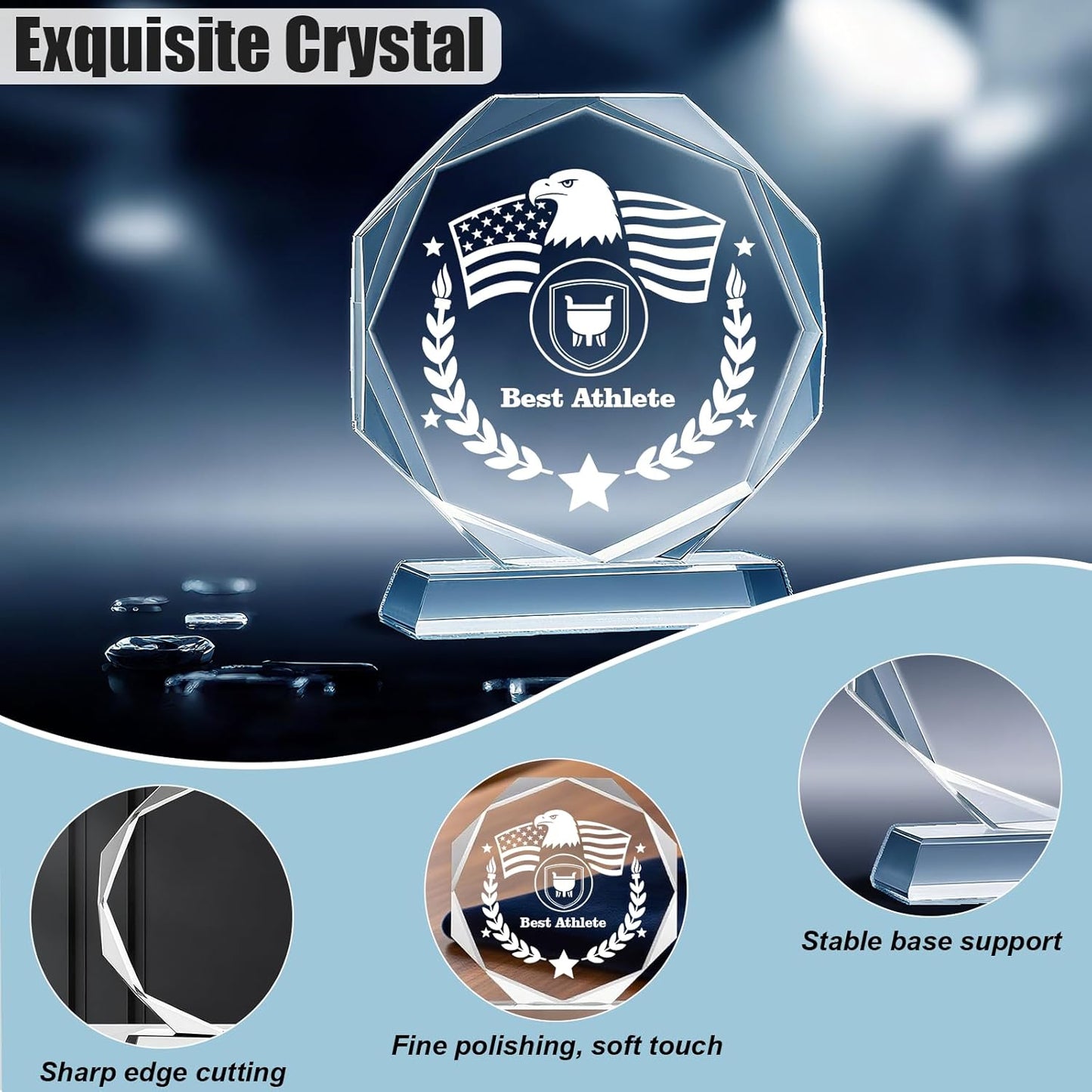 Personalized Crystal Trophy - Customizable Trophy Award with Name/Logo/Text for Retirement Plaque Employee Recognition Trophies