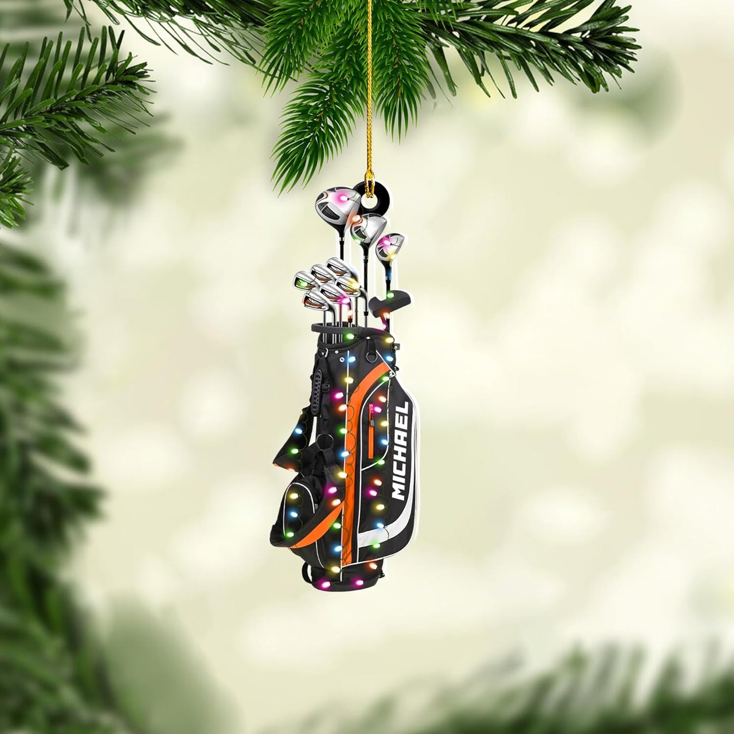 Personalized Golf Ornaments for Christmas Tree 2025 Custom Golf Christmas Ornament Golfing Bag Ornament Sports Golf Cart Ornaments Gift for Golfer Bag Golfing Lovers Hanging Decoration (G12)