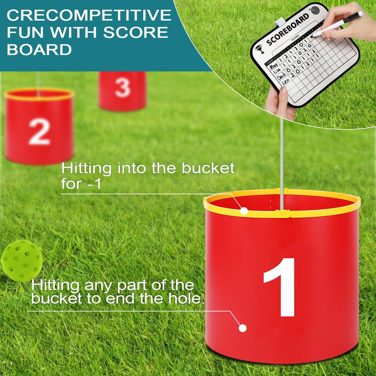 Golf Yard Bucket Games 9 Holes Golf Practice Game with Flag, Golf Chipping Game for Kids and Adults Outdoor Indoor Portable Backyard Golf Game for Park, Beach, Backyard, Lawn