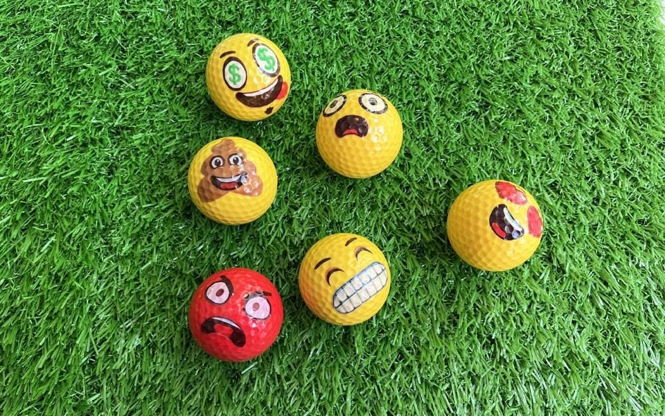 Lightahead USGolfer – Set of 12 Unique Emoticon Fun Putting Practice Golf Balls, Randomly Selected from Listing Images – Novelty Golf Gift