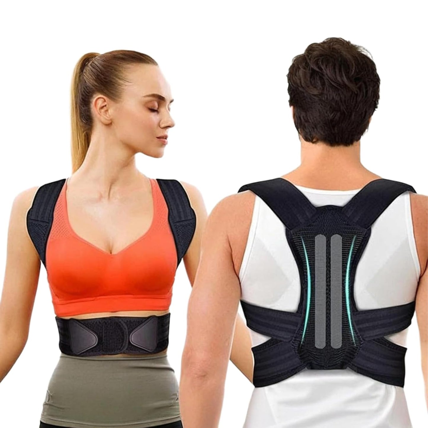 Posture Corrector, Back Brace for Women and Man, Soft and Comfortable, Breathable Mesh (Black, Medium)