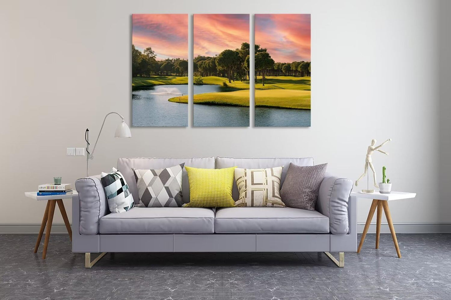 Sunset Golf Course Canvas Wall Art for Living Room Bedroom Bathroom Home Decorations Golf Wall Decor for Office Framed Artwork Canvas Prints Ready to Hang(14''W x 28''H x3)