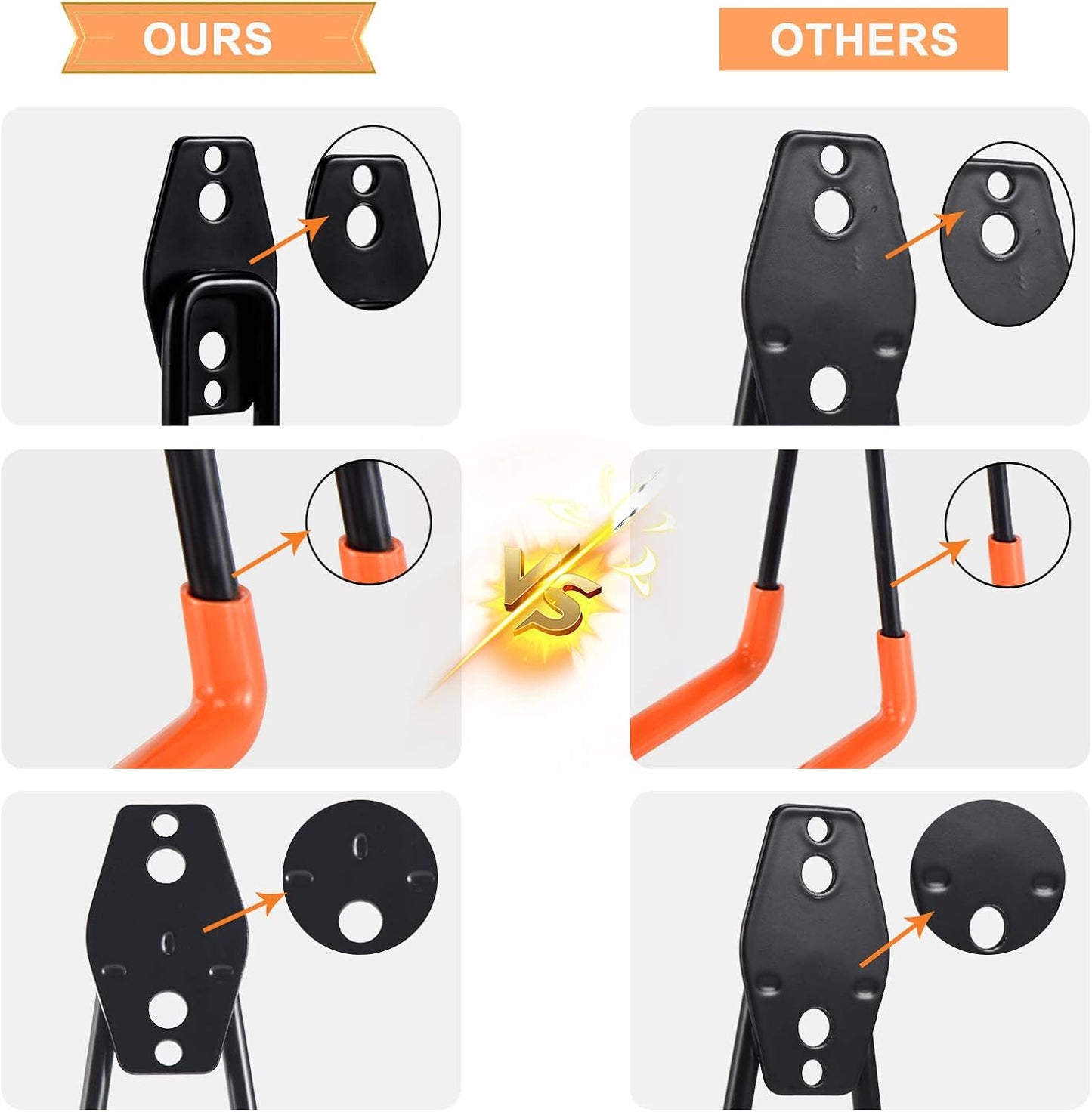 Aoben Heavy Duty Steel Garage Storage Hooks - Utility Tool Hangers and Combinable Wall Mount Hooks for Organizing Ladder, Hold Chairs, Heavy Tools (Medium U, 10 Pack)