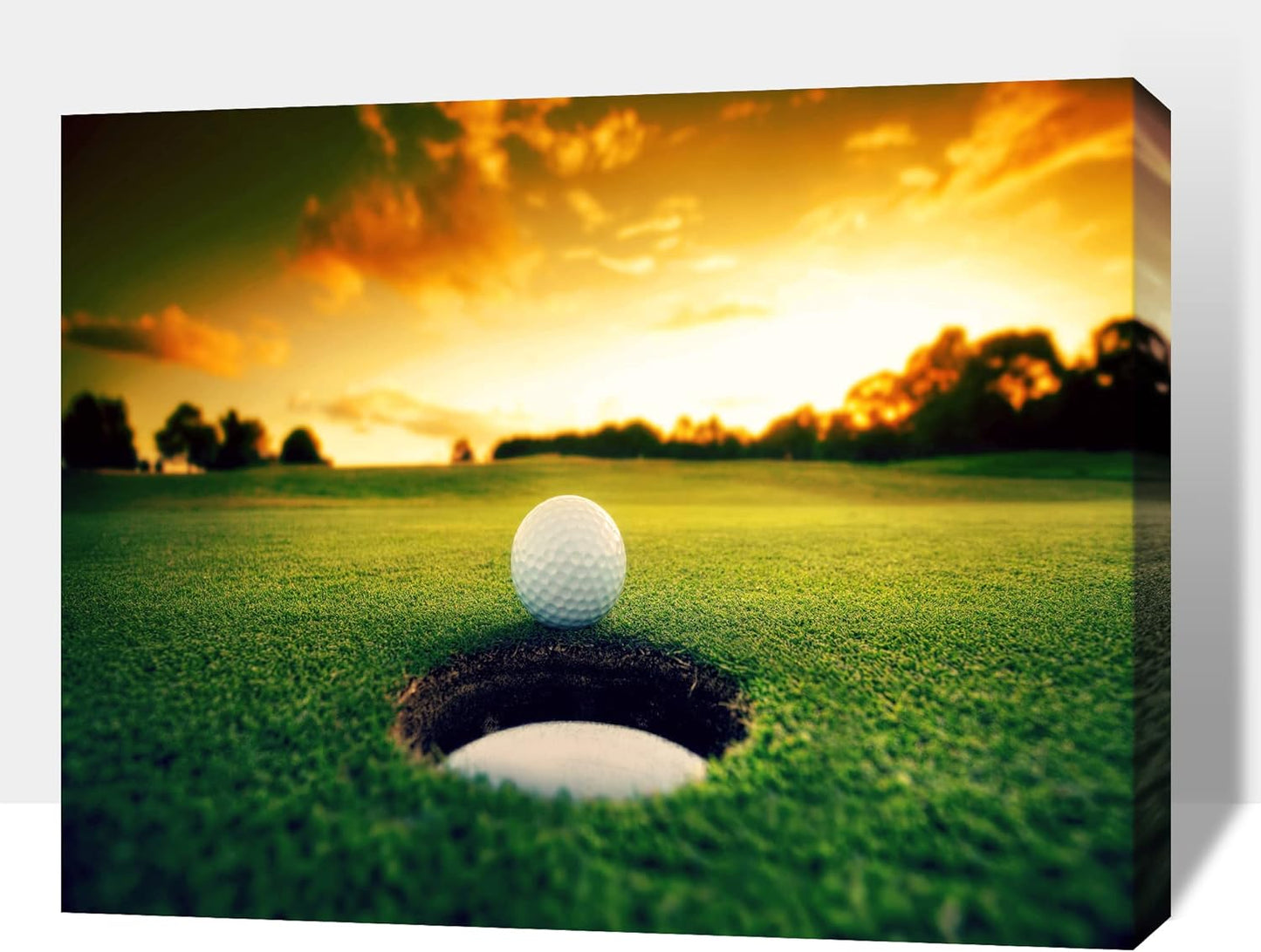 Sport Canvas Wall Art, Golf Wall Art Painting Prints for Living Room Wall Decor, Golf Ball Near Hole Landscape Poster Picture for Bedroom Decor, Framed Artwork for Office Home Decor 28x40 Inches