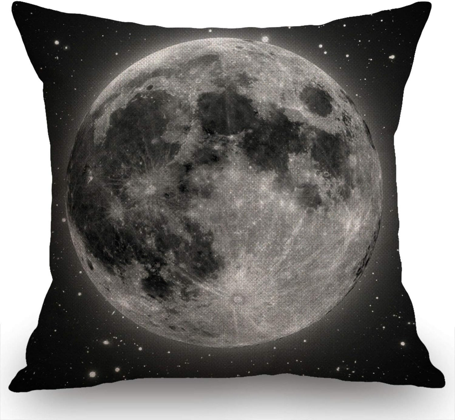 Swono Full Moon with Stars Decorative Cotton Linen Throw Waist Pillow Case Cushion Cover Grey Golden Pillowcase 18x18 Inches