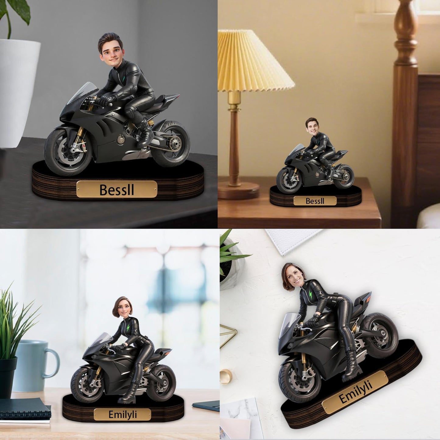 Personalized Motorcycle Portrait Desktop Ornament Custom Name Unique Acrylic Desk Decor Gift For Husband Boyfriend Couple Birthday Xmas Anniversary (style 36)