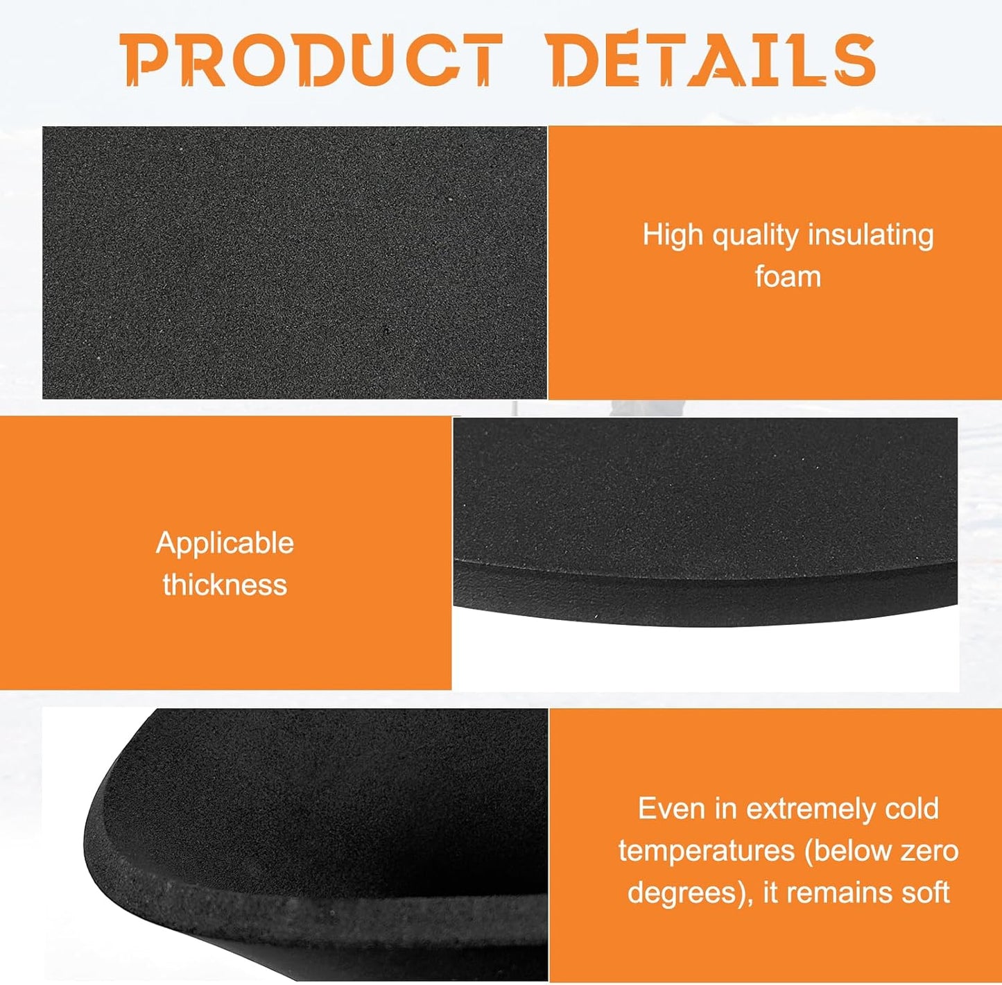 4-Pack Ice Fishing Hole Covers - 12" Insulated Lid for Ice Fish Tip Ups - Essential Winter Fishing Accessories for Fish Houses, Easy to Use and Durable.Black+Orange