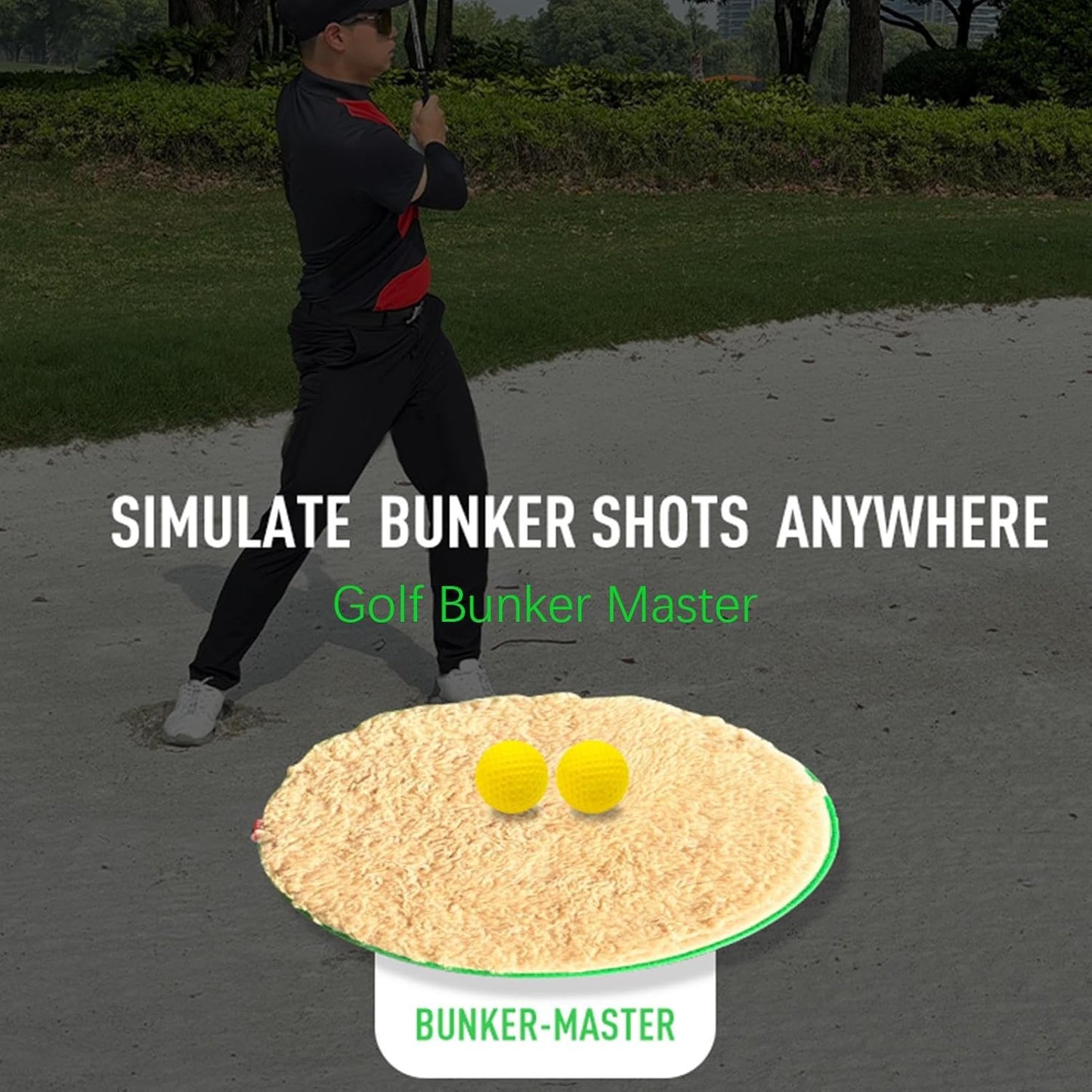 Golf Practice Bunker Hitting Mat, Sand Trap Trainer with Shallow, Golf Chipping Mat, Sports Training Chipping Training Simulator for Backyard Indoor Living Room Outdoor Yard Courtyard