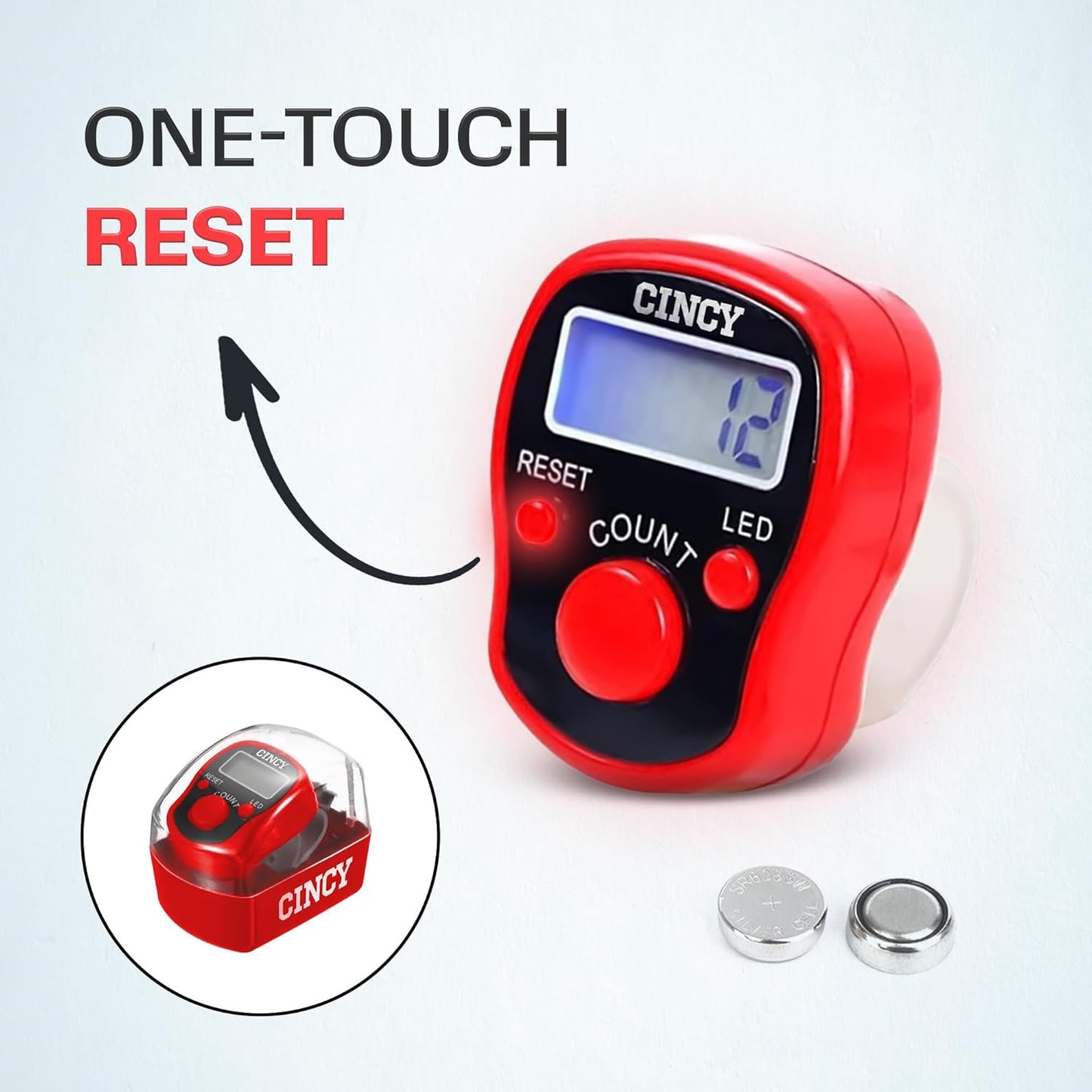 CINCY Clicker Counter with LED for Day & Night Use | Instant Reset, Accurate & Quiet, Long Battery Life | for People, Laps, Pitch, Golf, Baseball, Fish Counting – 1 Pack