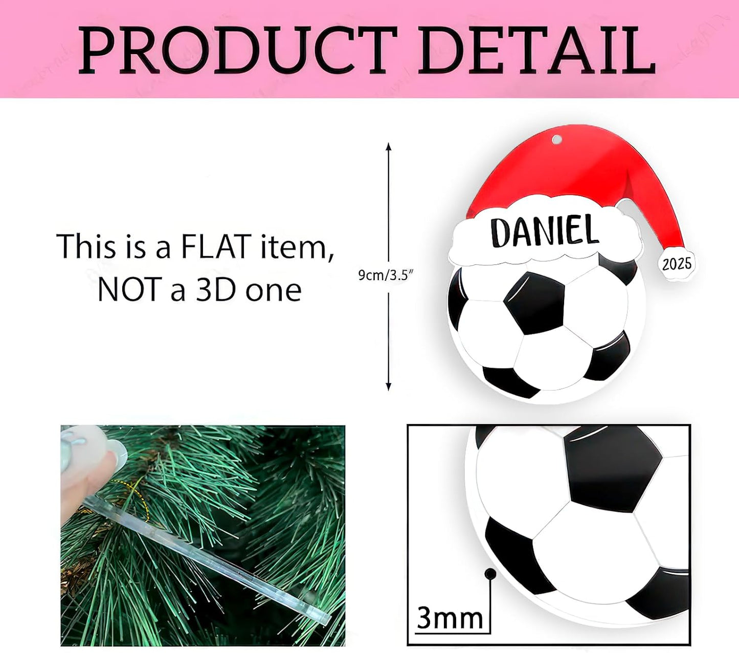 Personalized Soccer Christmas Ornament 2025, Soccer Ornaments for Christmas Tree, Team Ornament, Custom Coach Gifts, Hanging Decor, Gifts for Sports Lovers Boys, Xmas Gift 2025