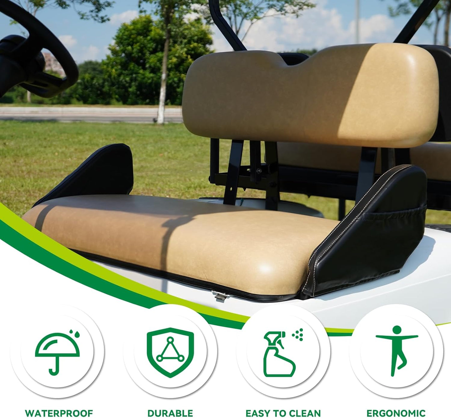 Golf Cart Replacement Seat Fit for EZGO TXT RXV Club Car Precedent DS Golf Cart, Factory Style Golf Cart Front Seat Cushions & Seat Back