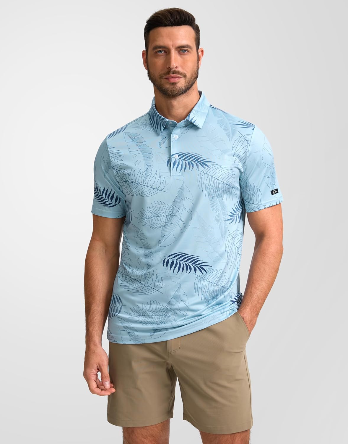 Obla Mens Golf Polo Shirts Short Sleeve Dry Fit Performance Moisture Wicking Casual Print Collared Golf Shirts for Men