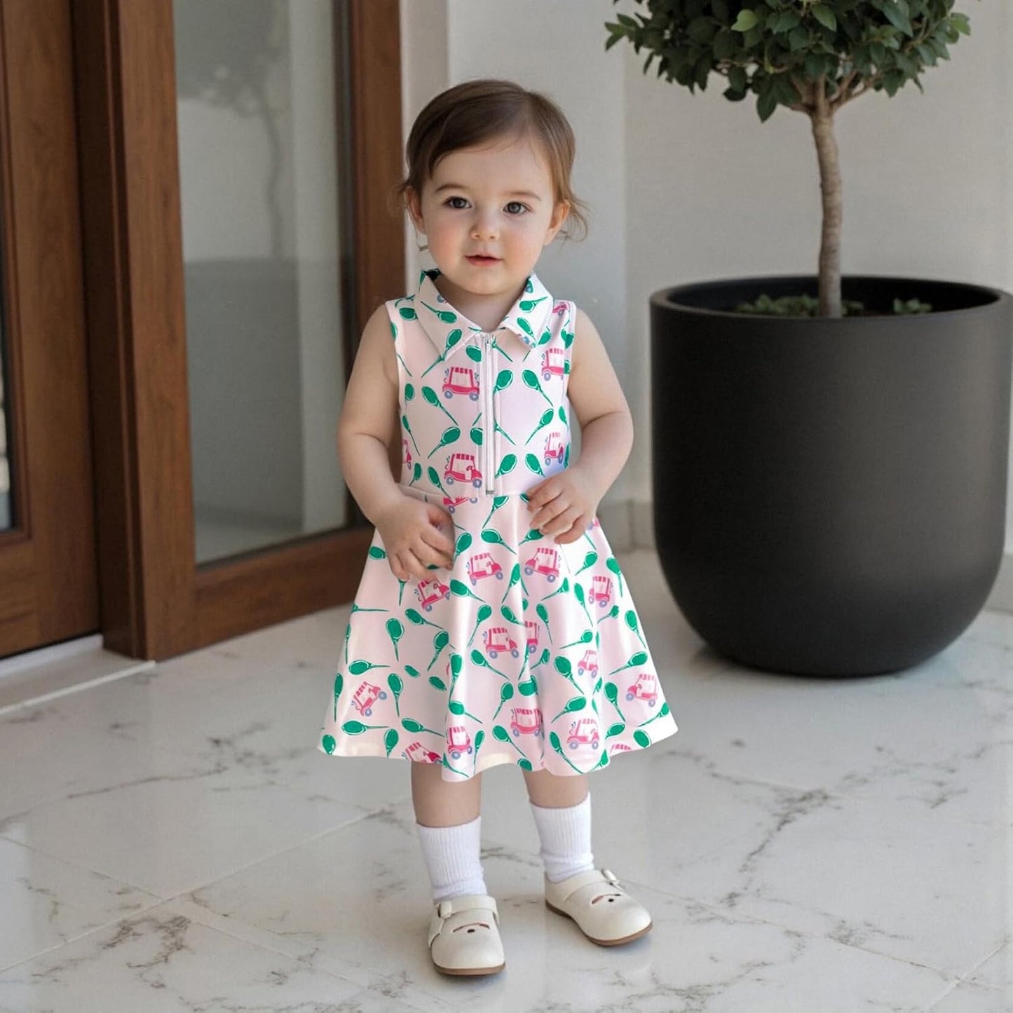 Little Girls Mardi Gras Outfit Toddler Sleeveless A Line Sun Dress Kids Zipper Party Dresses Spring Summer Clothes