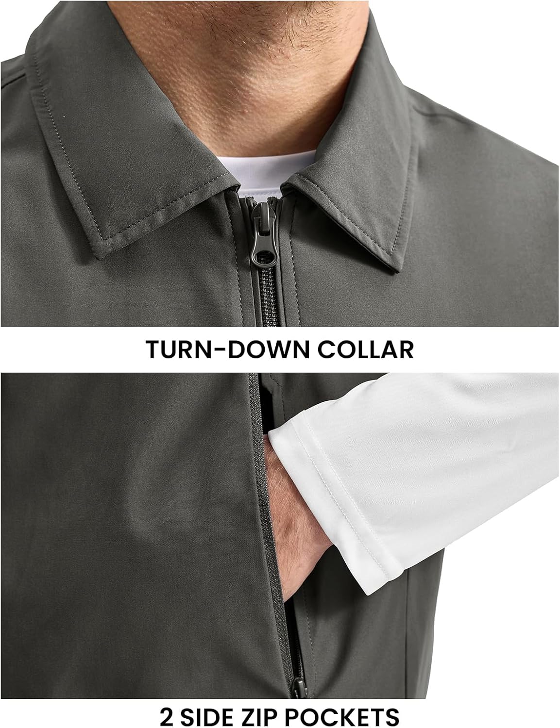 Rdruko Men's Golf Vest Lightweight Outerwear Windproof Water Resistant Grid Lining Vest with Zipper Pockets for Casual