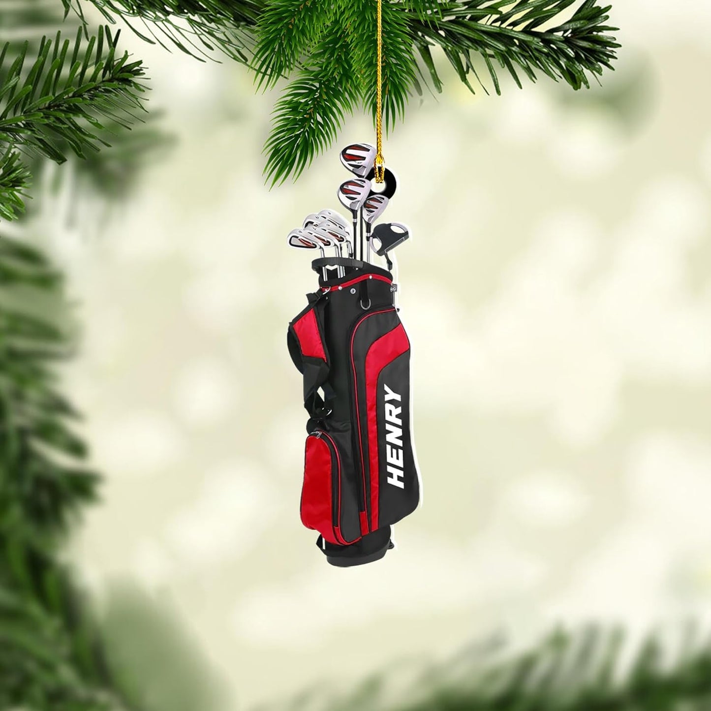 Personalized Golf Ornaments for Christmas Tree 2025 Custom Golf Christmas Ornament Golfing Bag Ornament Sports Golf Cart Ornaments Gift for Golfer Bag Golfing Lovers Hanging Decoration (G7)