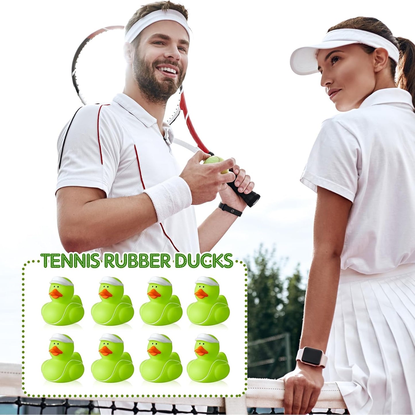 Deekin Rubber Duck 2 Inch Bulk Sport Party Favors for Team Events Game Day Decorations Birthday Party Decorations Club Player Gift(24 Pcs,Tennis)