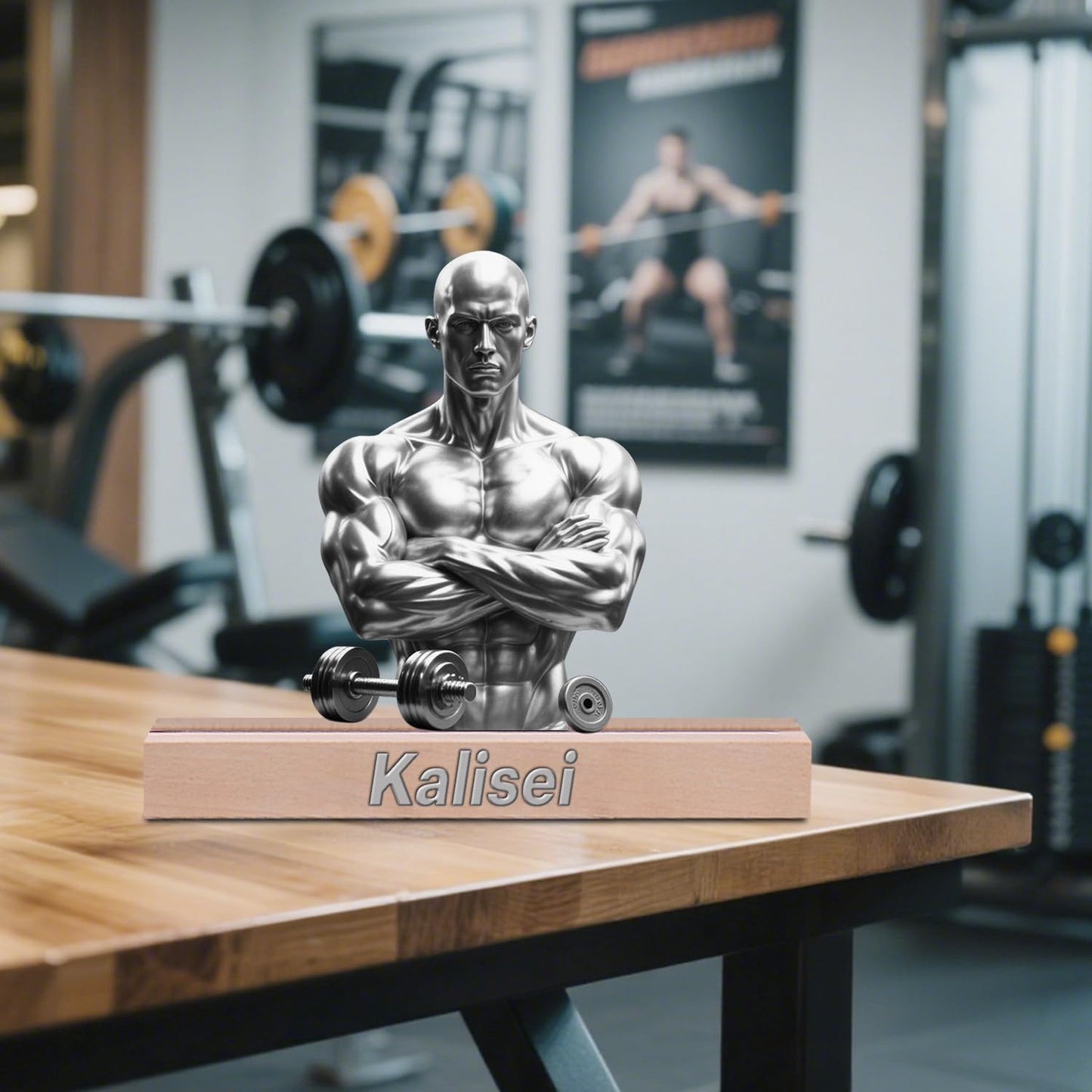 Personalized Boxing Player Ornaments for Bedroom Office Sport Room Custom Name Boxing Gloves Figurine Sign Plaque Fitness Dumbbells Athlete Acrylic Plaque Home Decor Gift for Men Women Sport Lover