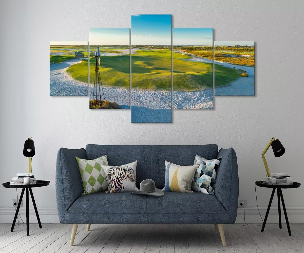 Streamsong Black Course 9th Hole Wall Art for Living Room Bedroom Bathroom Home Decorations Golf Course Pictures Posters Framed Artwork Canvas Prints Ready to Hang(50''W x 24''H)