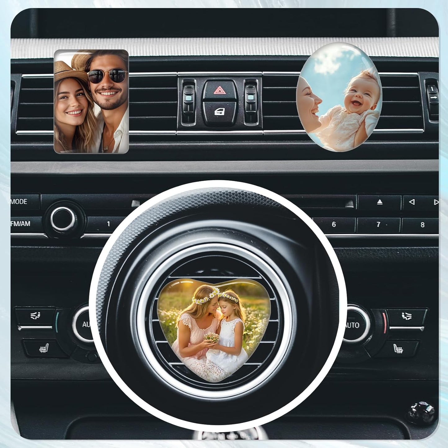 Custom Aromatherapy Air Vent Clip with Your Photo - Personalized Crystal Car Air Freshener - Customized Air Purifier Scented Crystal Clips for Interior Decoratio