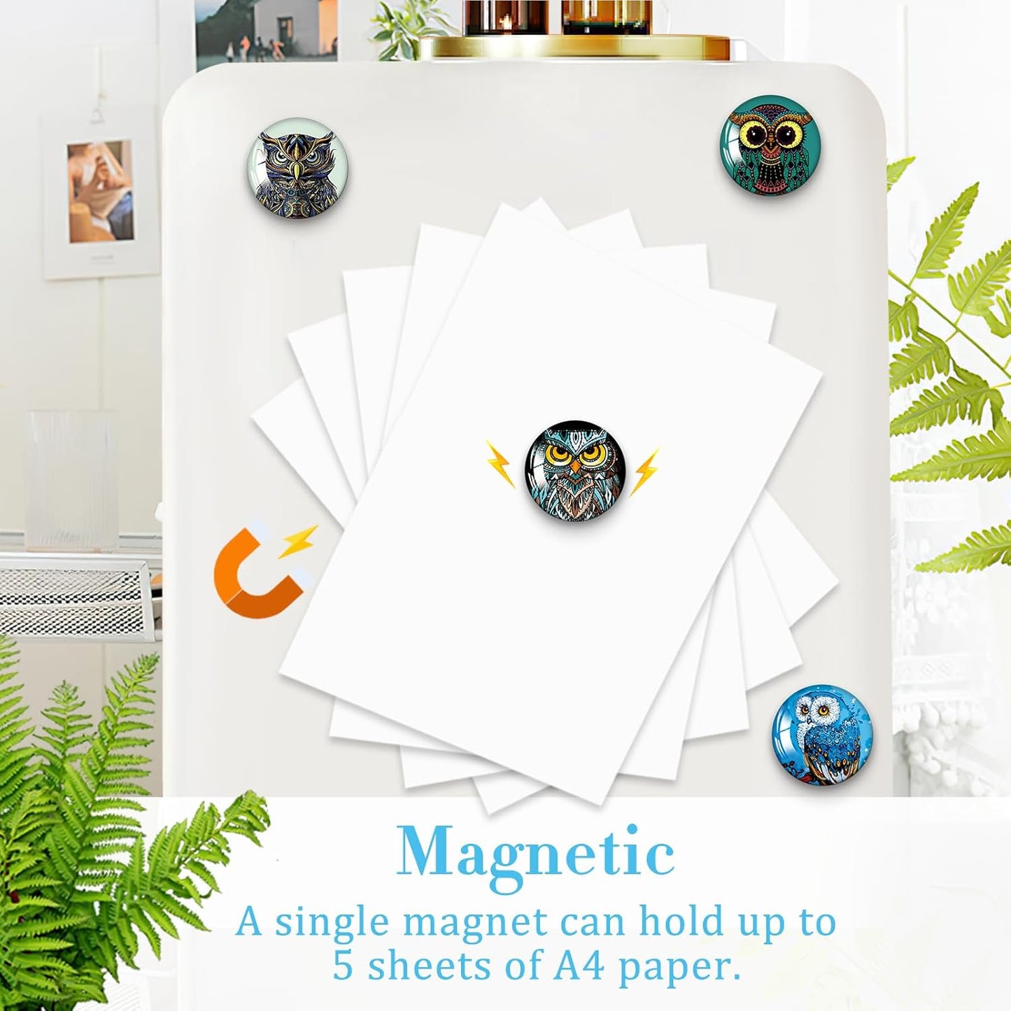 MORCART 16PCS Owl Magnets for Fridge, Cute Refrigerator Magnets for Locker Whiteboard Decorative Magnetic Board Cabinets Classroom Office Cubicle School (owl)