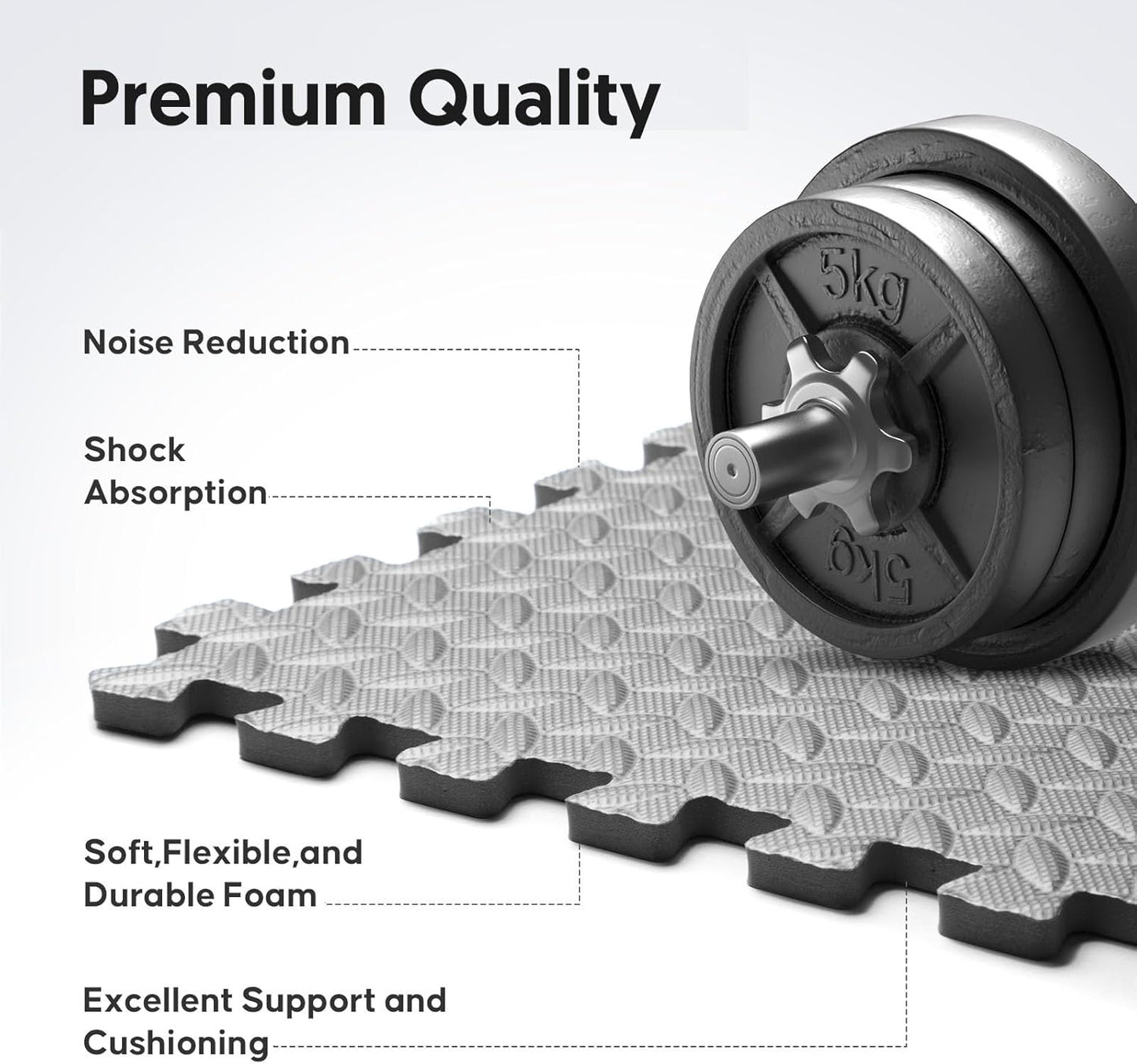 Home Gym Mat, Puzzle Exercise Mat, EVA Interlocking Foam Floor Tiles for Home Workout Equipment and Kids' Play Areas - Blue, 24 in x 24 in x ½ in - (Grey, 24 Pack, 96 SQ FT)