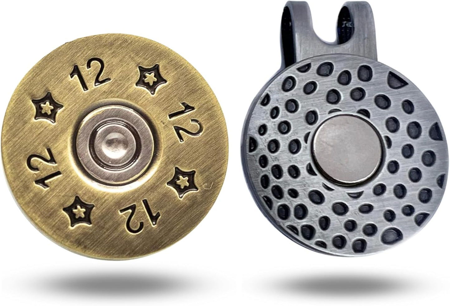 Full Metal Markers 12 Gauge Magnetic Metal Golf Ball Marker with Hat Clip for Men and Women - Unique Marker for Putting Green - Golf Accessories