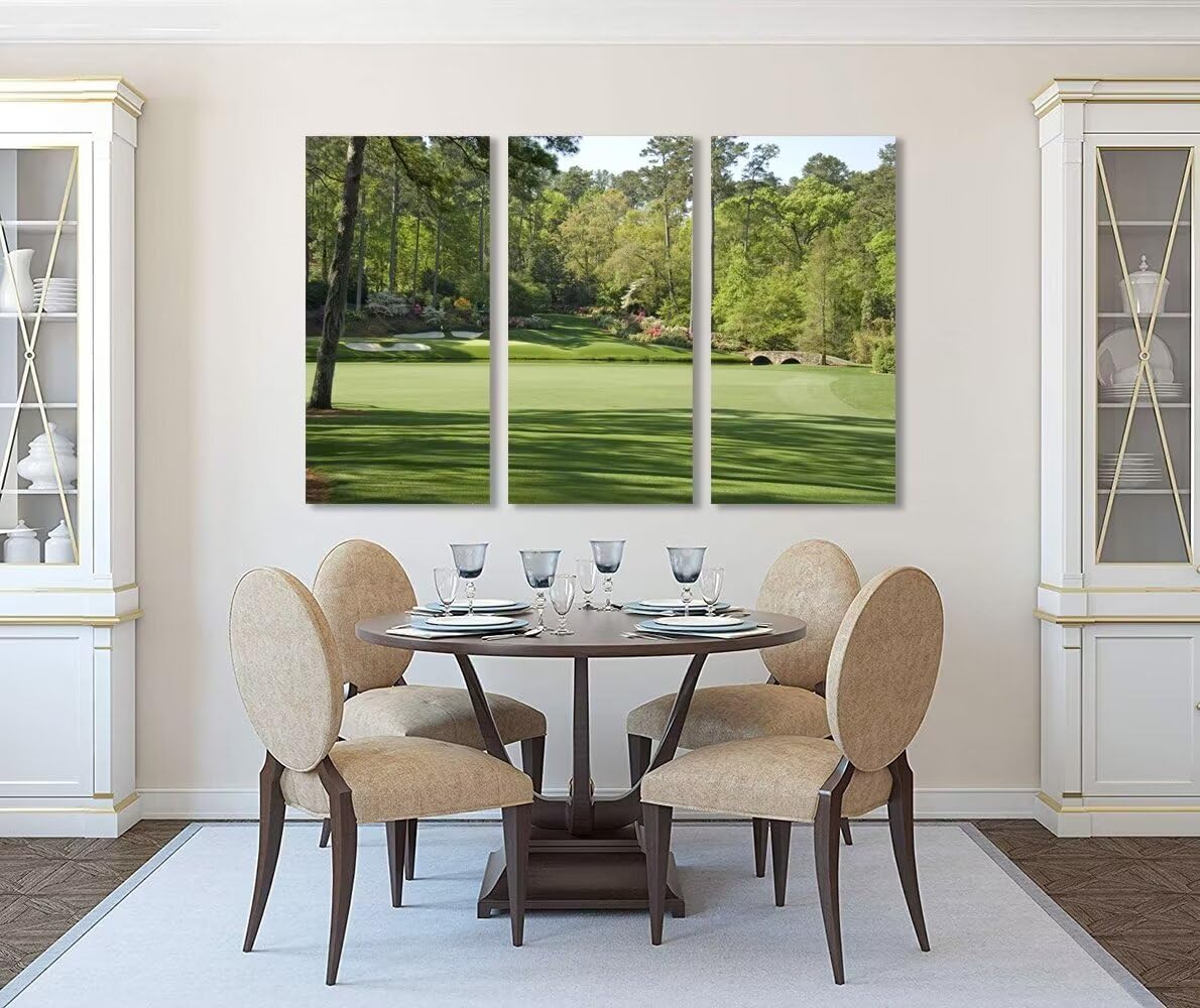Augusta Golf Course Wall Art for Living Room Bedroom Bathroom Home Decorations - Augusta National Golf Course Pictures Posters Framed Artwork Canvas Prints Ready to Hang(12''W x 24''H x3)