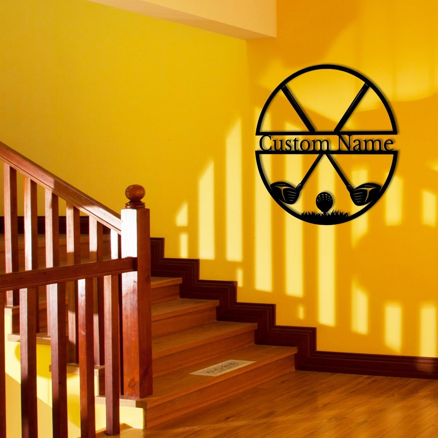 Personalized Custom Crossed Golf Metal Wall Art,Personalized Golfer Name Sign Decoration For Room,Hole Golf Club Decoration (Golf C)