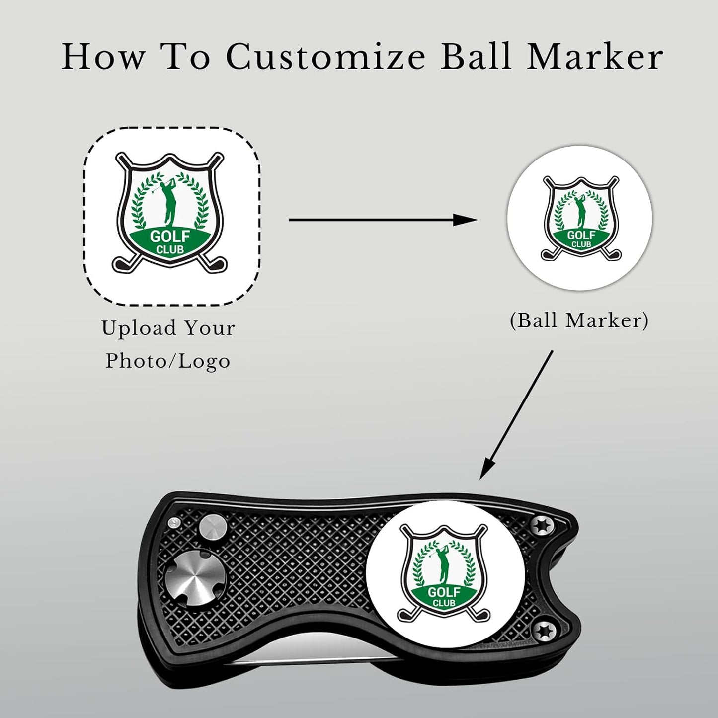 Custom Golf Divot Tool with Ball Marker, Personalized Foldable Golf Repair Tool, Golf Accessories Gift for Men & Women