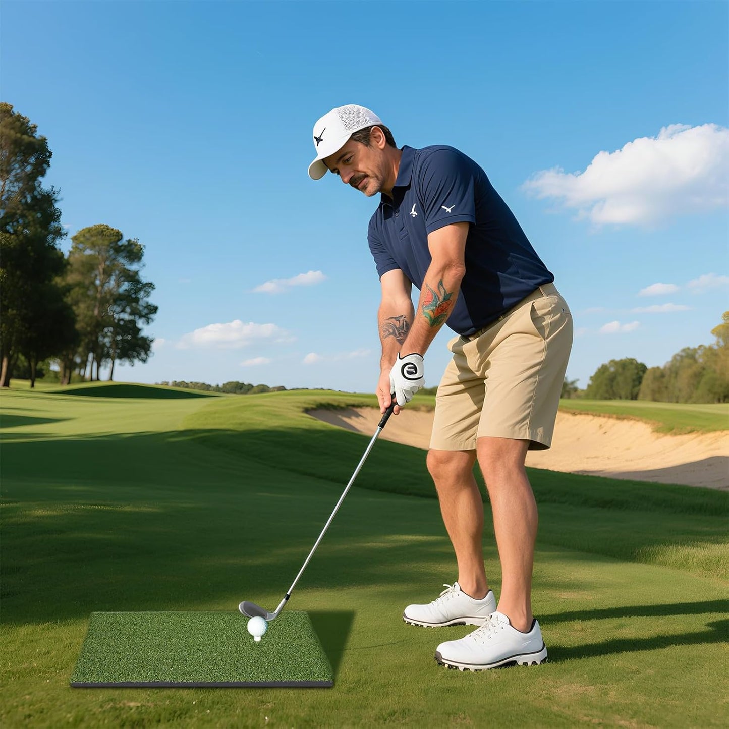 Golf Practice Mat Golf Hitting Mat Portable Training Matt Indoor Outdoor Chipping Putting Training Mats for Backyard Garage – Gift for Golfers, Beginners & Pros