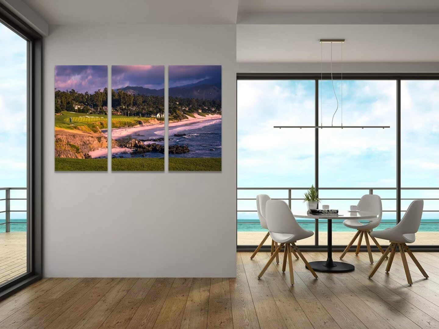 California Coastline Golf Course Wall Art for Living Room Bedroom Bathroom Home Decorations Golf Course Pictures Posters Framed Artwork Ready to Hang(14''W x 28''H x3)