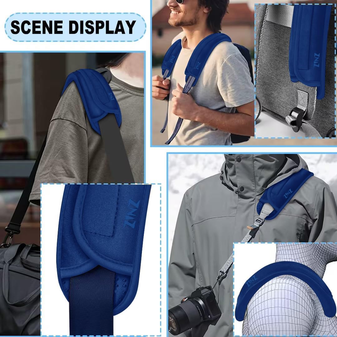 ZINZ 2-Pack Universal Shoulder Pad with Ultra Thick Cushion for Bag Luggage Bag Crossbody, Plus Long & Anti-Slip & Breathable,Dark Blue