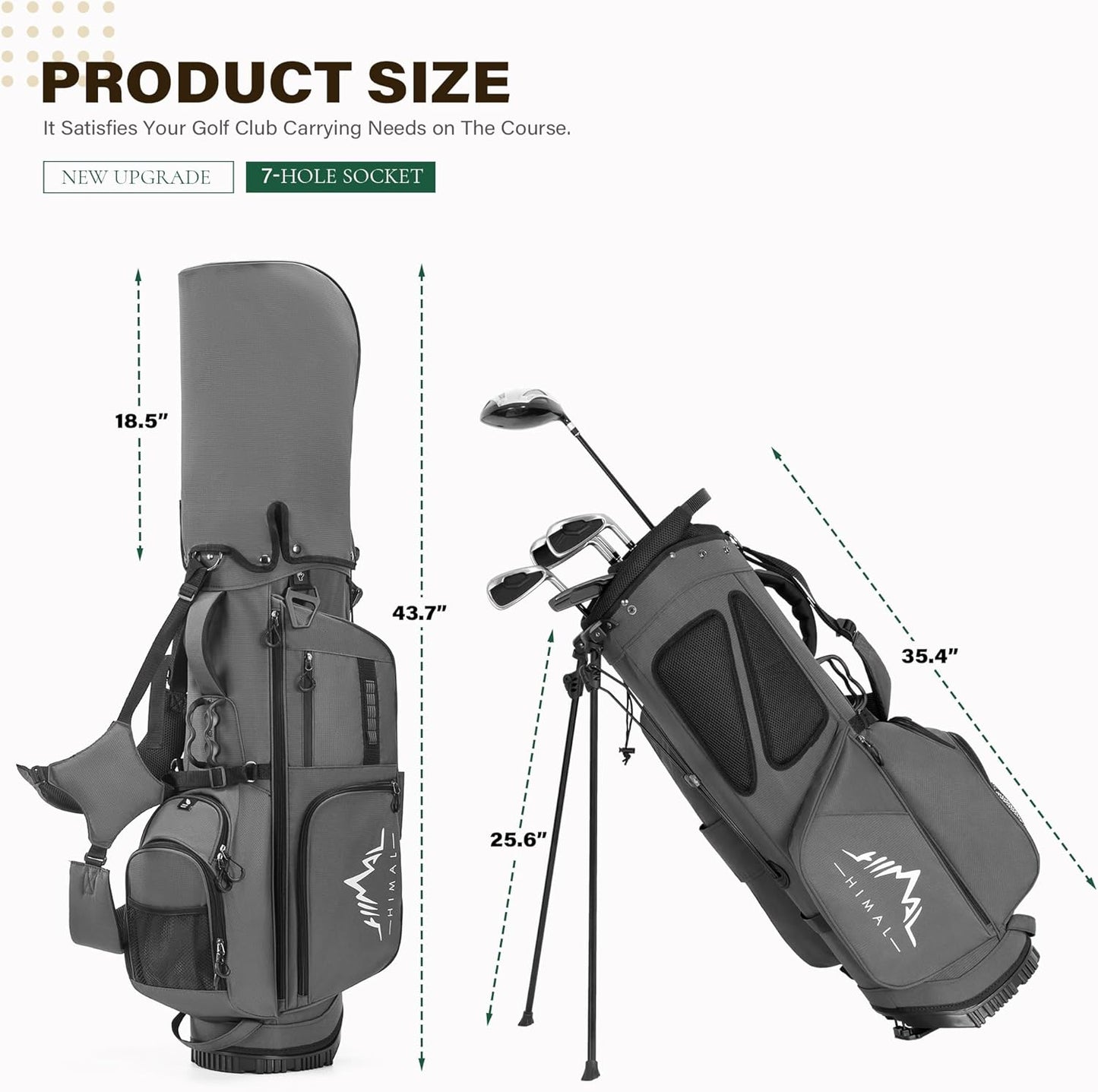 Golf Stand Bag with 7 Way Top Dividers, Lightweight Golf Bags for Men Women with Multiple Pockets, Dual Straps