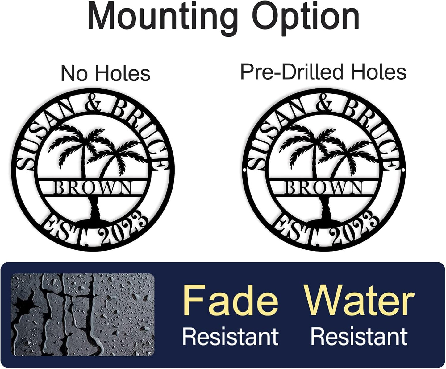 Custom Metal Sign with Palm Tree, Personalized Metal Sign, Outdoor Palm Tree Signs, Custom Coconut Tree Wall Art