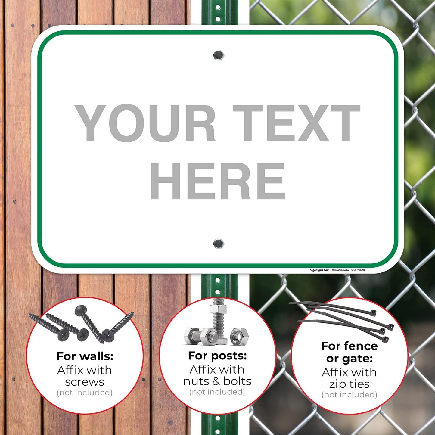 Custom Sign, Personalized Metal Signs, Customize for Office, Business, Workplace, Home, Airbnb, Delivery Green Signs, 12x18 Inches, Rust Free .063 Aluminum, Fade Resistant, Made in USA by Sigo Signs