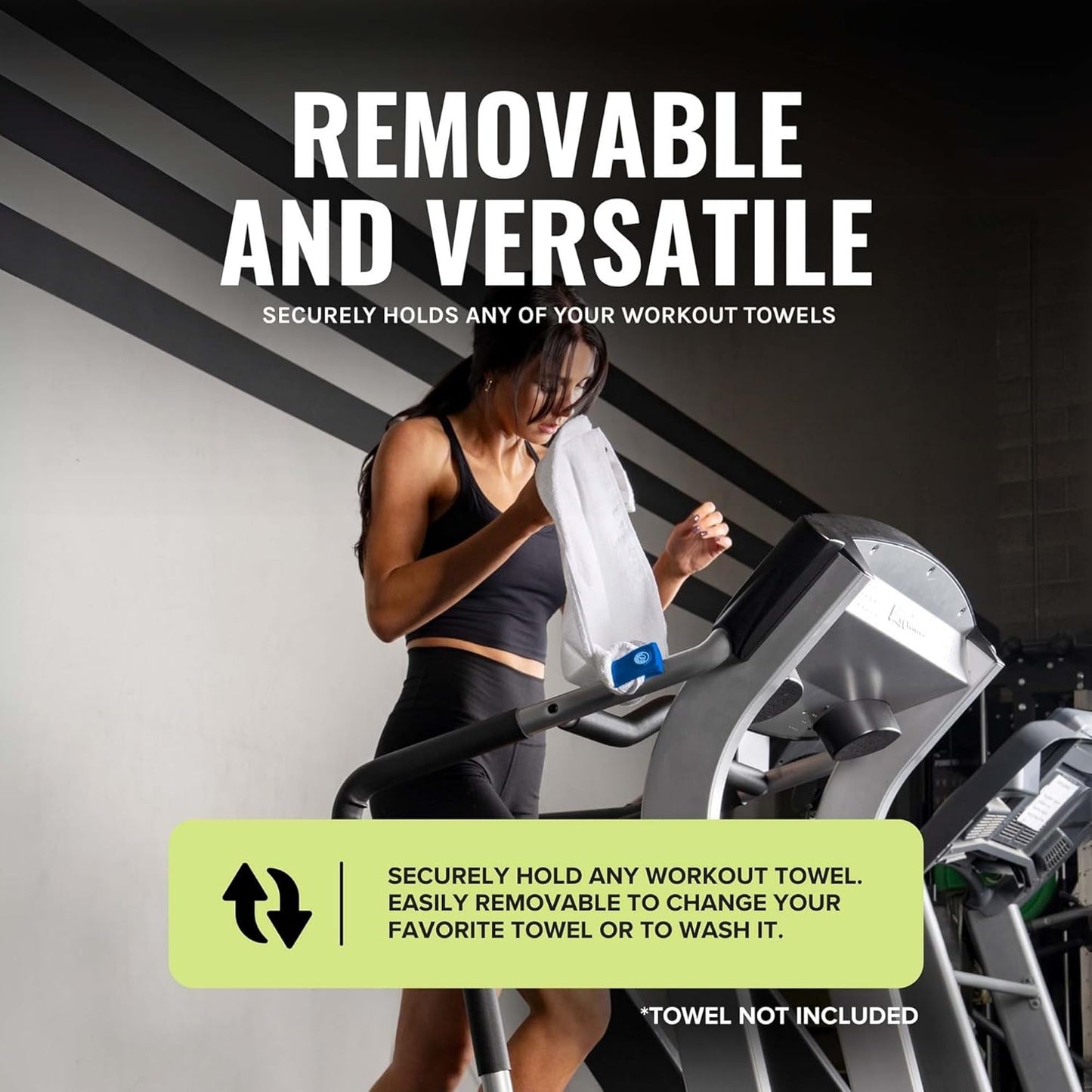 Stripebird - Magnetic Clip for Any Workout Towel (Blue) - Highest Strength Magnet for Gym Towel - Removable from Towels - Magnetic Fitness Towels for Men