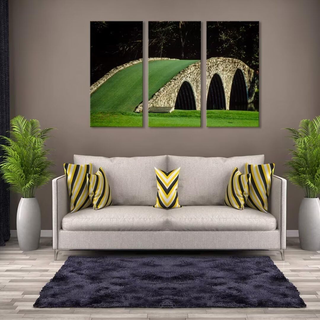 Augusta National Golf Course Wall Art for Living Room Bedroom Bathroom Home Decorations Golf Art Augusta Golf Course 12th Hole Pictures Posters Canvas Prints Framed Ready to Hang(20''W x 40''H x3)