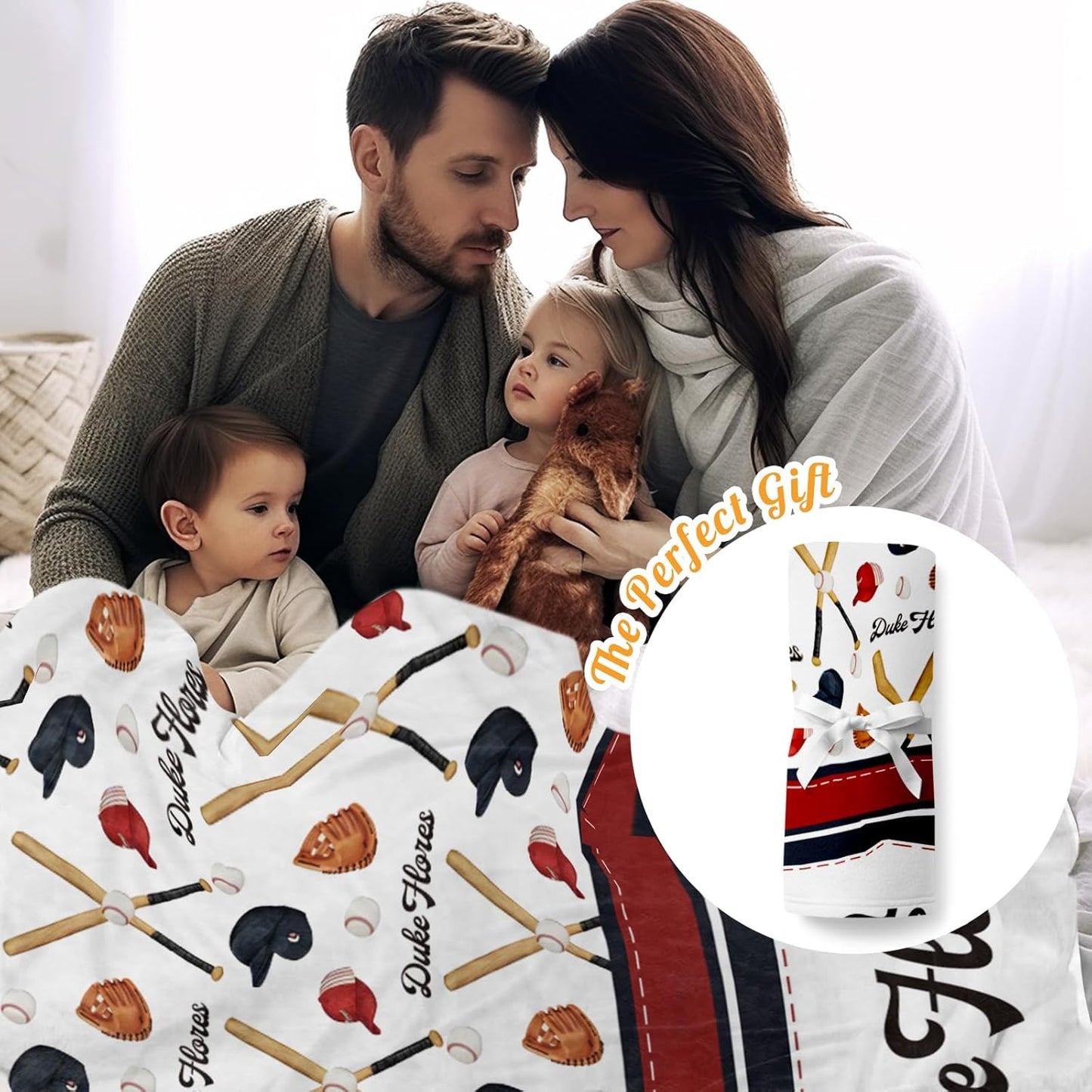 Custom Name Baseball Blanket - Personalized Names Soft Plush Flannel Throw Blankets for Baby Kids Teen Boys Girls Holidays Birthdays Gifts Color03