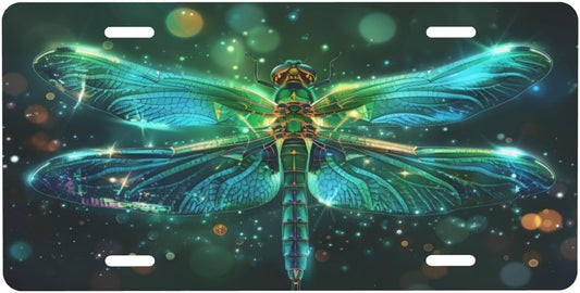 Animal Dragonfly Art License Plate Funny Aluminum Front License Plates Decorative Waterproof Rust-Free Metal Car Plate Covers for Women Men Car Tag Accessories fit Truck SUV Rv 12 X 6 Inch