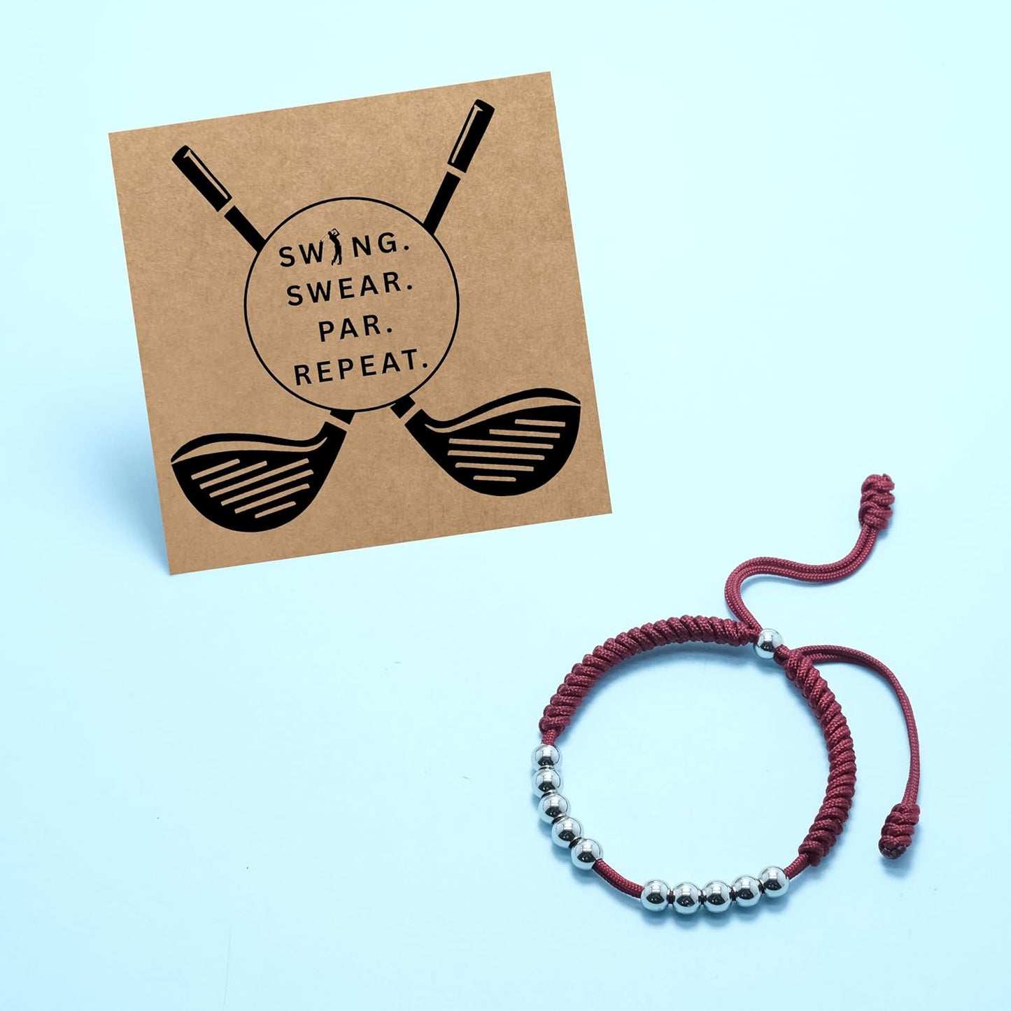 LAMIBEE Premium Golf Stainless Steel 10 Bead Score Counter Bracelet, Golf Stroke Count Bracelet, Resizable Easy Adjust Golf Round Scoring Tracker, Durable Stylish Golf Accessory