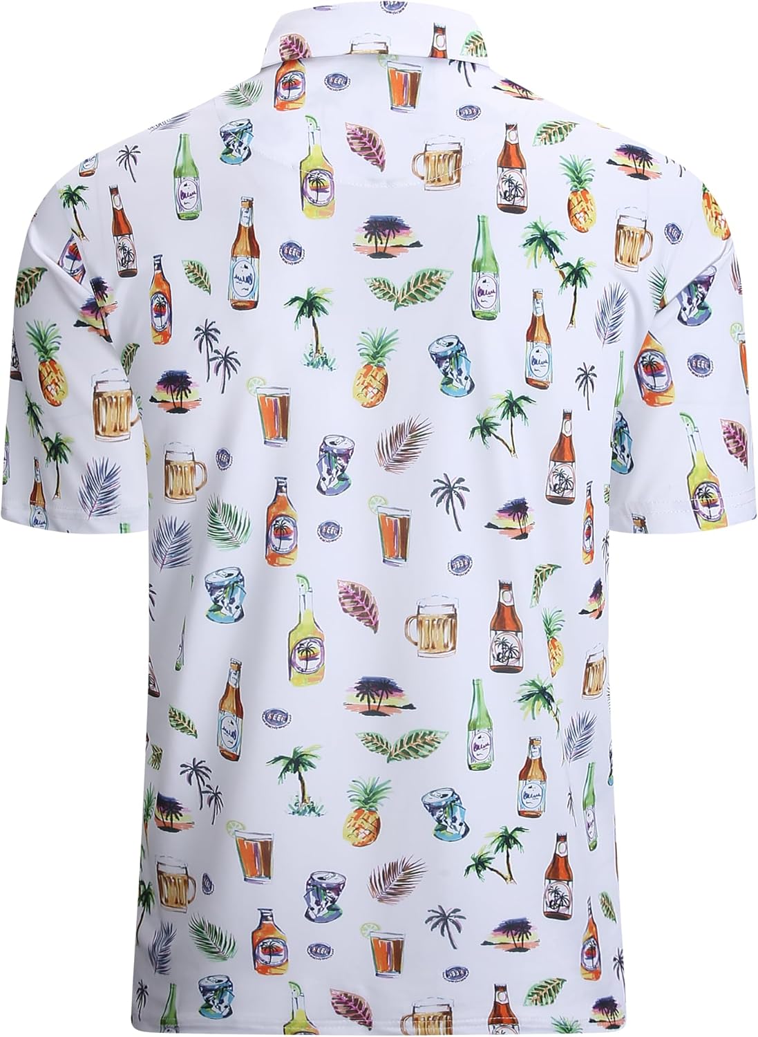 Alex Vando Mens Hawaiian Golf Shirt Moisture Wicking Digital Print Golf Shirts for Men