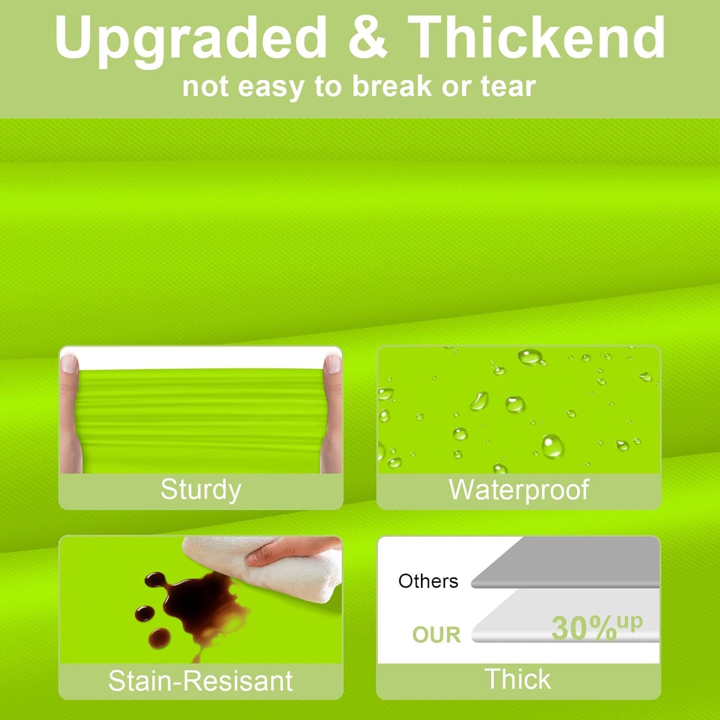 QIKSION Plastic Table Cloth Disposable 12 Pack, 54 x 108 Inch Tablecloths for Rectangle Tables, Lime Green Plastic Table Cover