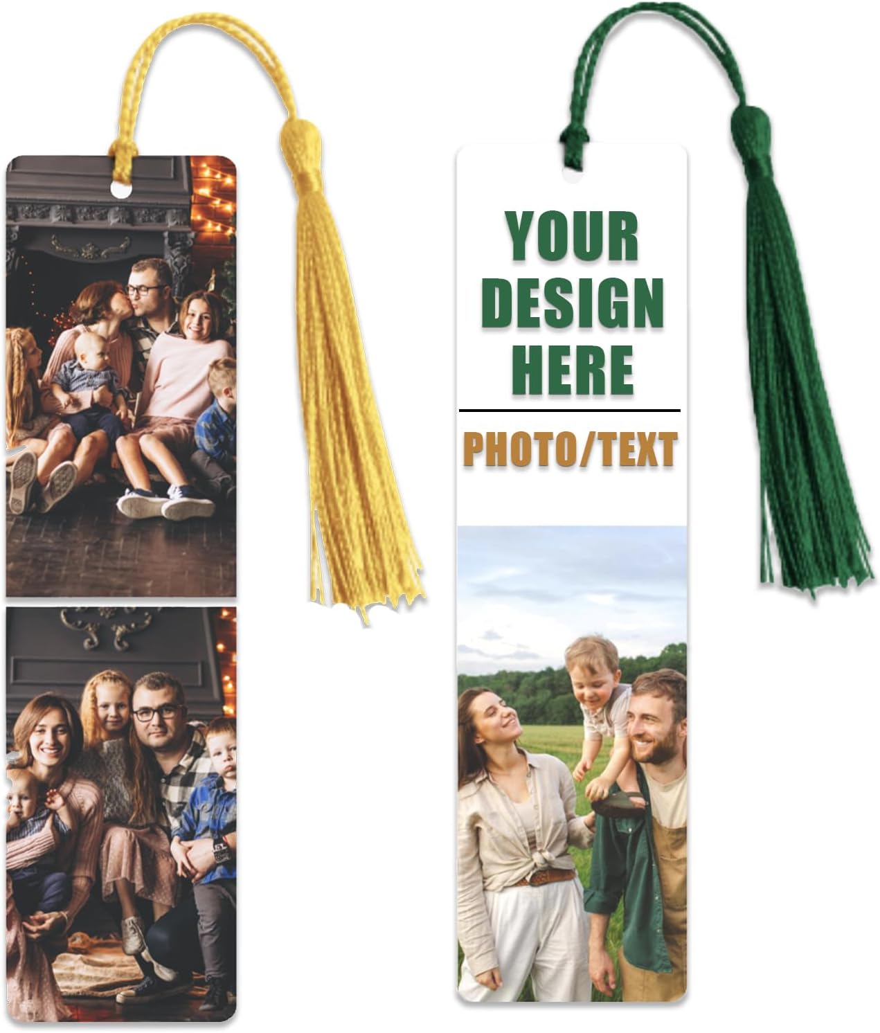 Custom Bookmark, Personalized Wood Bookmarks Tassel with Photo, Customized Double-Sided Bookmark for Women Men Book Lover Christmas Valentine's Day