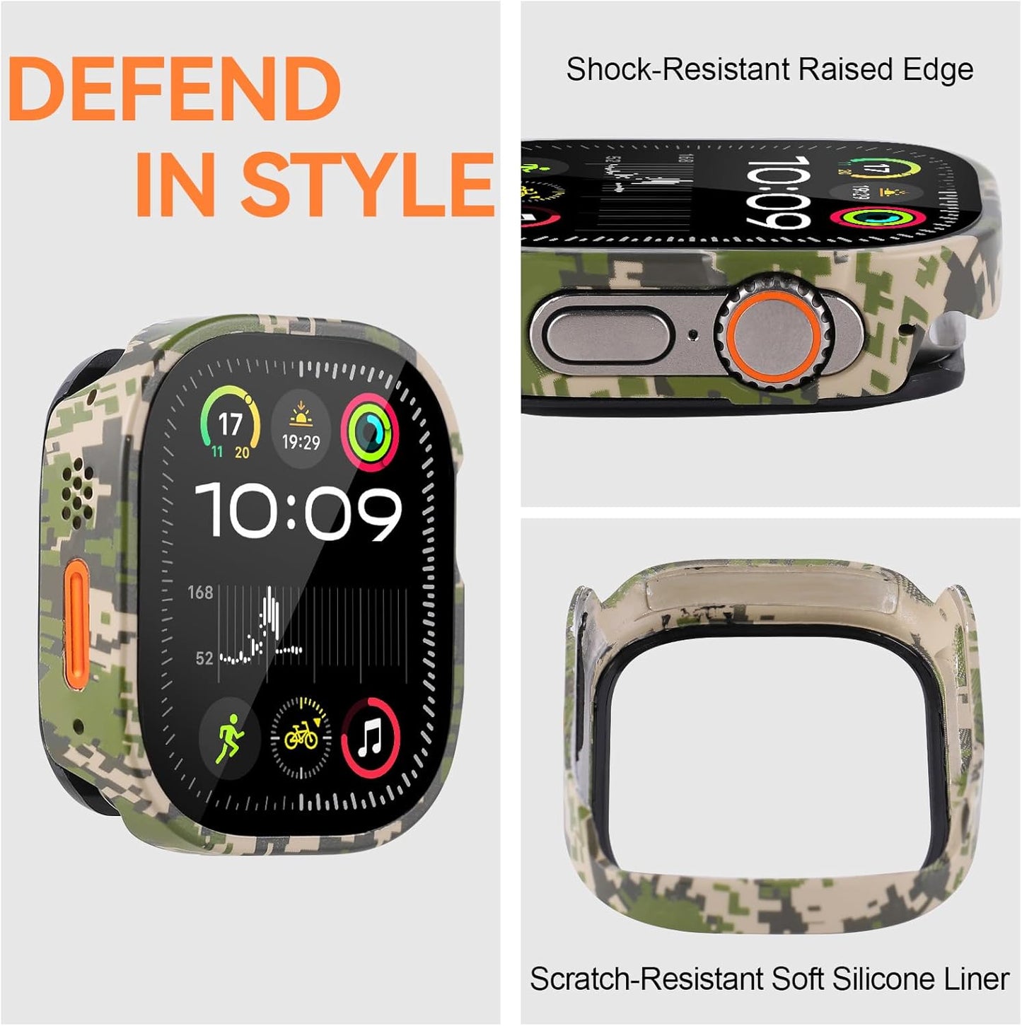 for 49mm Apple Watch Ultra 3/2/1 Bumper Case with Screen Protector Tempered Glass, and Ceramic Like Back Cover for iWatch, Straight Edge Ultra Thin Lightweight Protective Cover