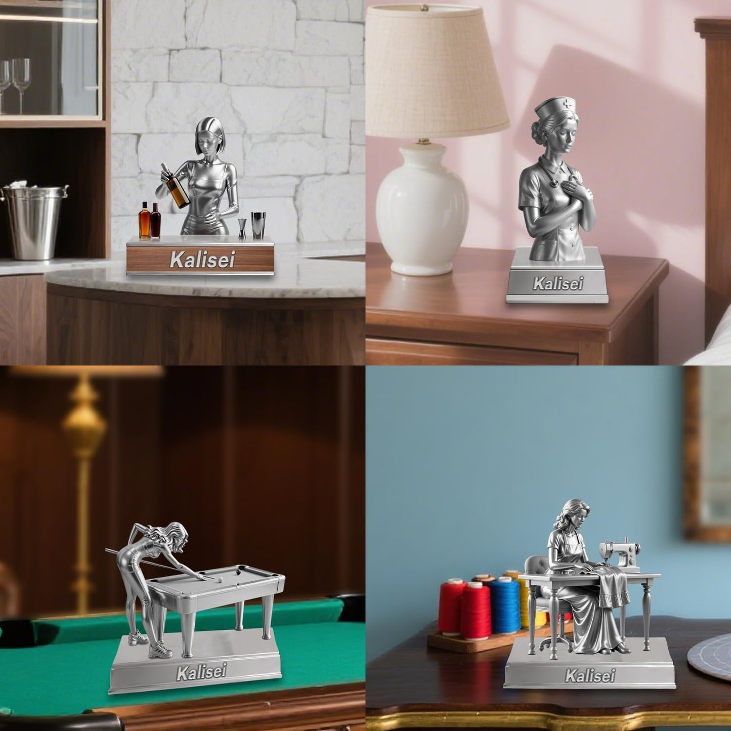 Personalized Sewing Machine Mom Figurine Desktop Ornaments for Bedroom Office Custom Tailor's Name Acrylic Plaque Sign Home Decor Gift for Mom Grandma Women