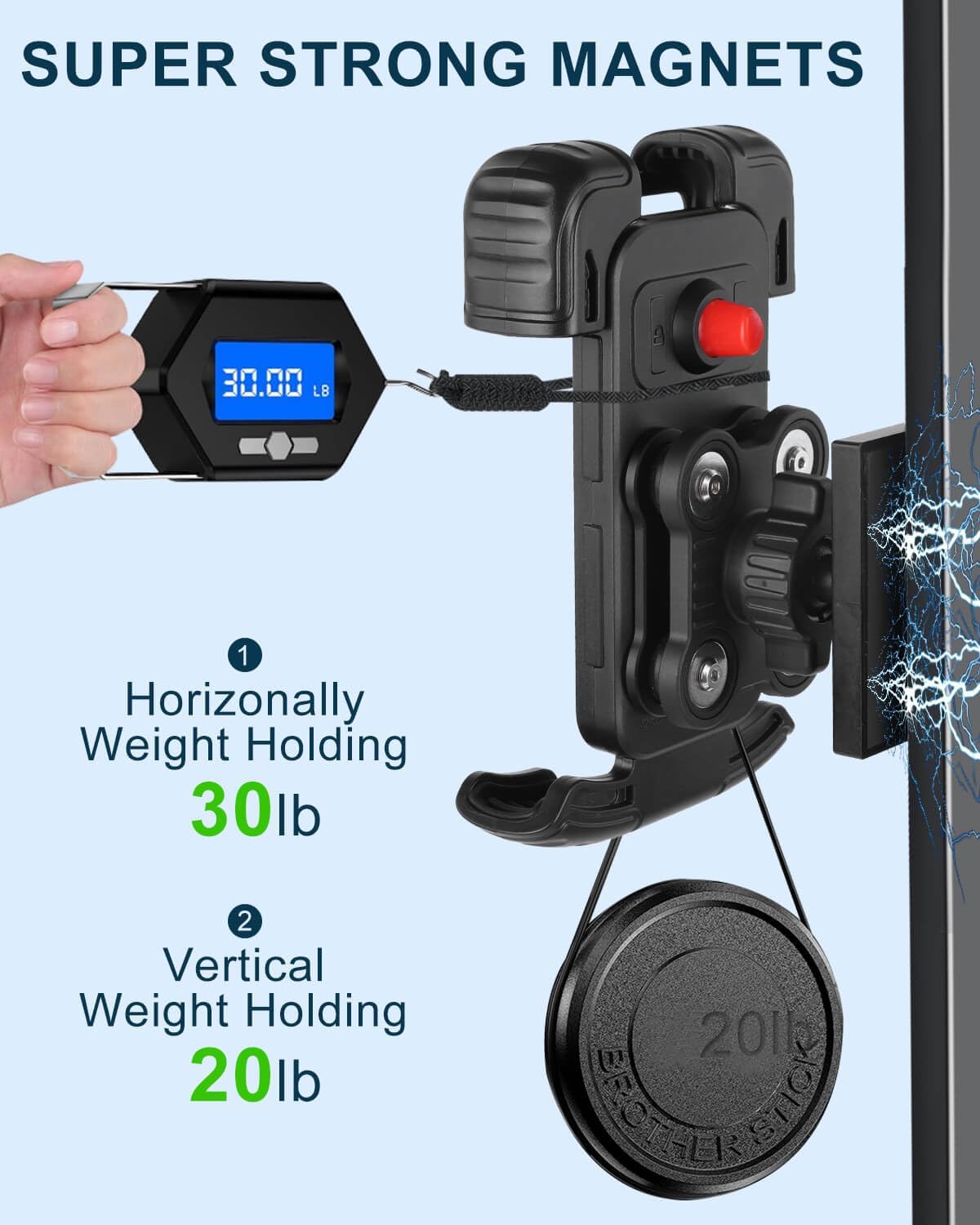 Magnetic Golf Cart Phone Holder Mount with Vibration Dampener & Ultra-Strength Neodymium N52 Magnets for EZGO/Club Car/Yamaha/ICON, Golf Cart Phone Caddy for iPhone/Galaxy/Google Pixel