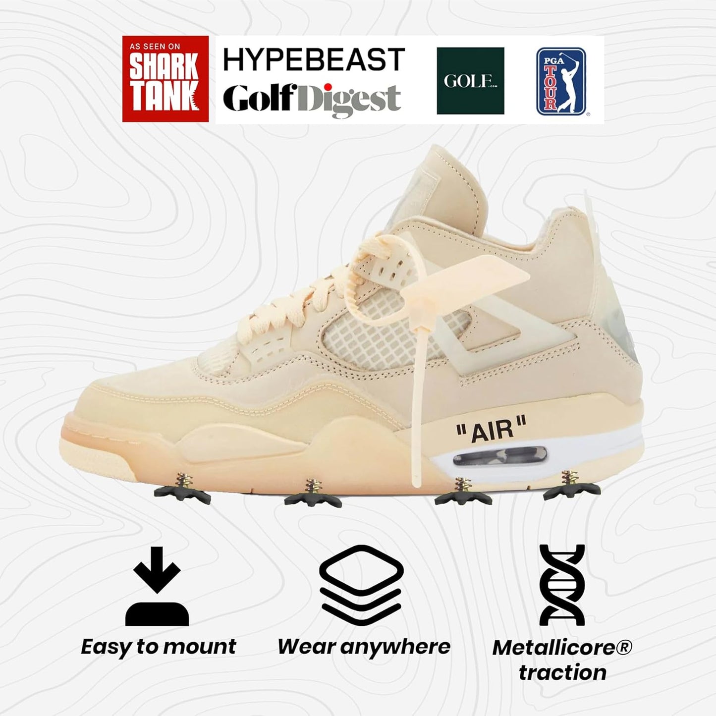 Golfkicks DIY Golf Cleats Kit Transform Sneakers into Golf Shoes Fun Gift Compatible with Flat Rubber Sole Shoes Includes 20 Golf Spikes and Mounting Tools