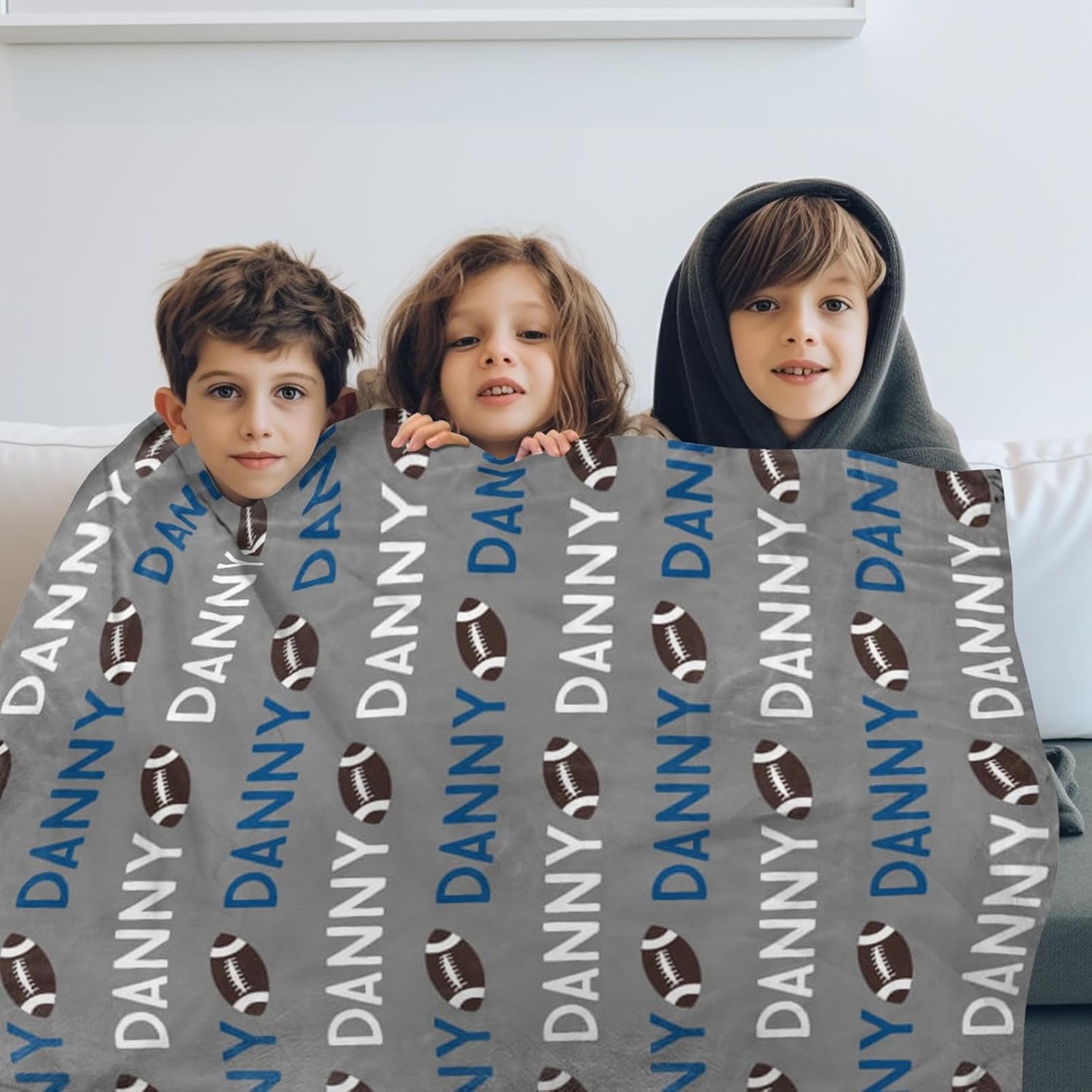 Custom Name Football Blanket - Personalized Names Soft Plush Flannel Throw Blankets for Baby Kids Teen Boys Girls Holidays Birthdays Gifts Color16