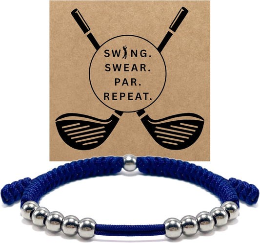 LAMIBEE Premium Golf Stainless Steel 10 Bead Score Counter Bracelet, Golf Stroke Count Bracelet, Resizable Easy Adjust Golf Round Scoring Tracker, Durable Stylish Golf Accessory