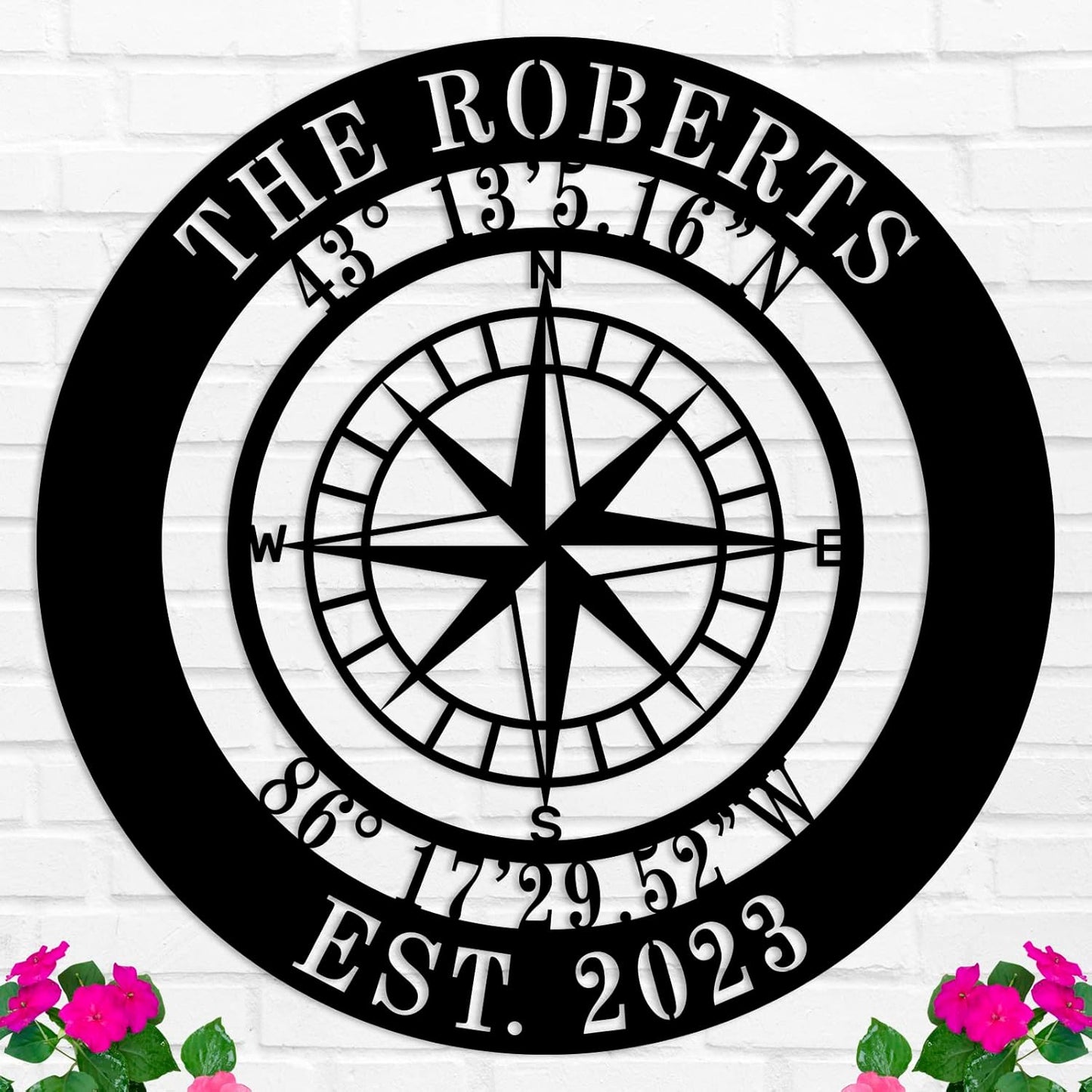 Custom Compass Metal Sign, Personalized Coordinates Sign, Nautical Wall Art, Custom Coordinates Wall Decor, Beach Lake House Decor